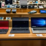 Best laptop selection | tack-electronic-devices-like-laptops-tablets-displayed-modern-retail-environment