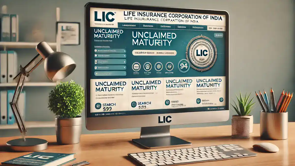 LIC Unclaimed Maturity Guide | A-realistic-image-of-a-computer-screen-displaying-the-official-LIC-Life-Insurance-Corporation-of-Indias-website