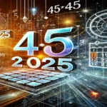 2025 The Perfect Year | An artistic image celebrating the mathematical uniqueness of the year 2025 as a perfect square year. Highlight the equation '45×45=2025' prominently