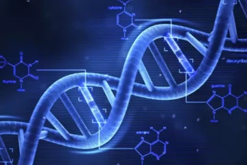 DNA helix representing forensic investigation, conceptual art