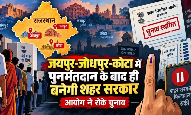 EVM खराबी से राजस्थान के 4 निकायों में अध्यक्ष चुनाव रुके, जयपुर में 16 सितंबर को फिर वोटिंग Rajasthan Nikay Election | राजस्थान नगरीय निकाय चुनाव में EVM और मतदान केंद्र पर लगी मतदाताओं की कतार का सांकेतिक चित्र