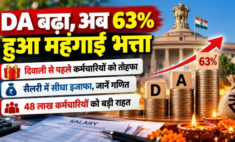 DA Hike 2026: दिवाली से पहले बढ़ा महंगाई भत्ता, 63% हुआ DA, जानें किसे कितना फायदा DA Hike 2026